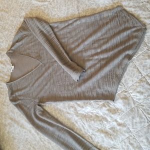 HELMUT LANG linen v-neck sweater with asymmetrical waist line size Medium